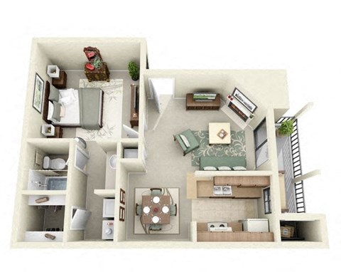 Floor plan for 1 bed, 1 bath, 620 sqft